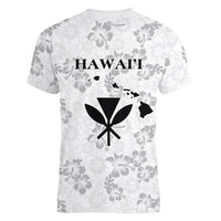Hawaii Lei Kamehameha Women V-Neck T-Shirt Ke'oke'o Seamless Pattern Hibiscus Flower LT9 - Polynesian Pride