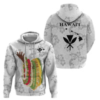 Hawaii Lei Kamehameha Zip Hoodie Ke'oke'o Seamless Pattern Hibiscus Flower