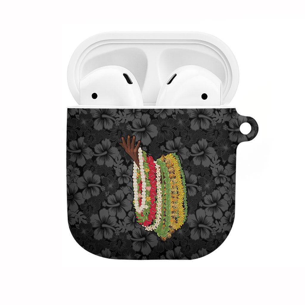 Hawaii Lei Kamehameha AirPods Case Ele'ele Seamless Pattern Hibiscus Flower