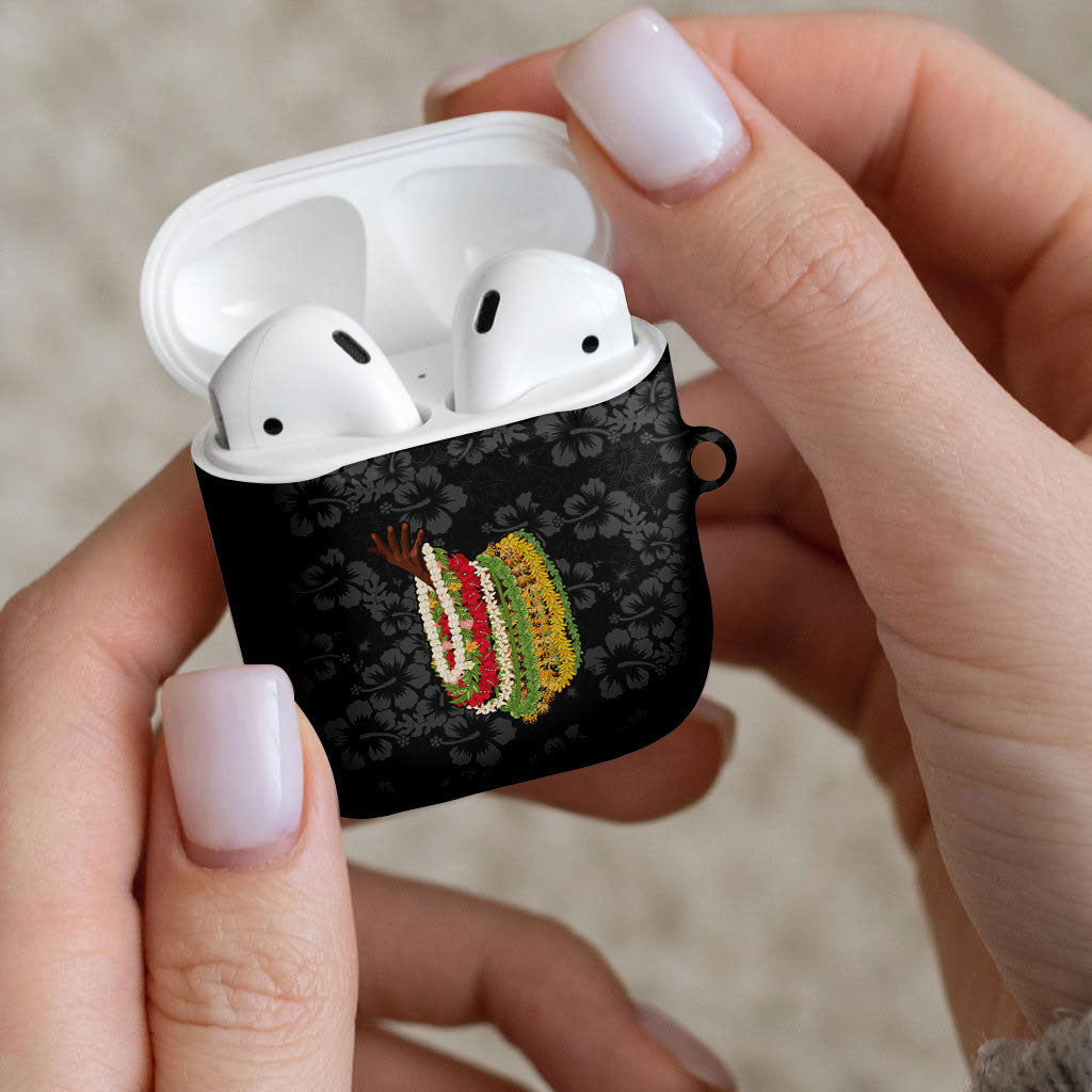 Hawaii Lei Kamehameha AirPods Case Ele'ele Seamless Pattern Hibiscus Flower