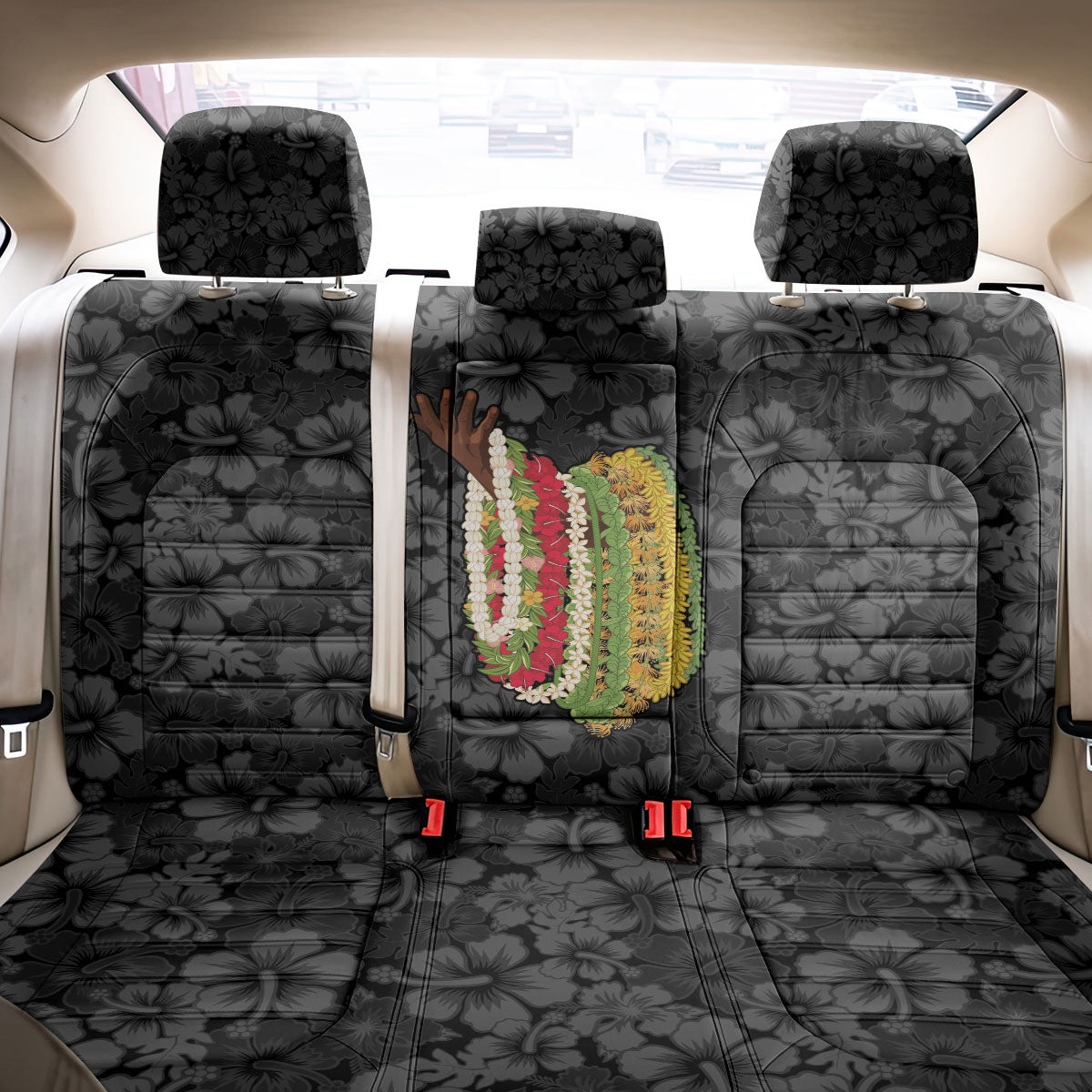 Hawaii Lei Kamehameha Back Car Seat Cover Ele'ele Seamless Pattern Hibiscus Flower