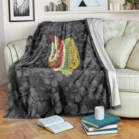 Hawaii Lei Kamehameha Blanket Ele'ele Seamless Pattern Hibiscus Flower LT9 Black - Polynesian Pride