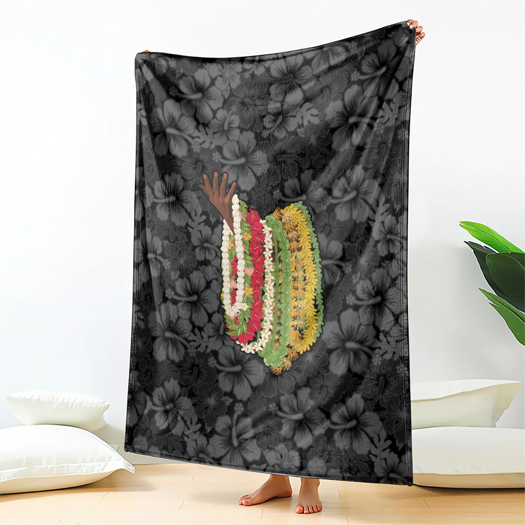Hawaii Lei Kamehameha Blanket Ele'ele Seamless Pattern Hibiscus Flower LT9 - Polynesian Pride