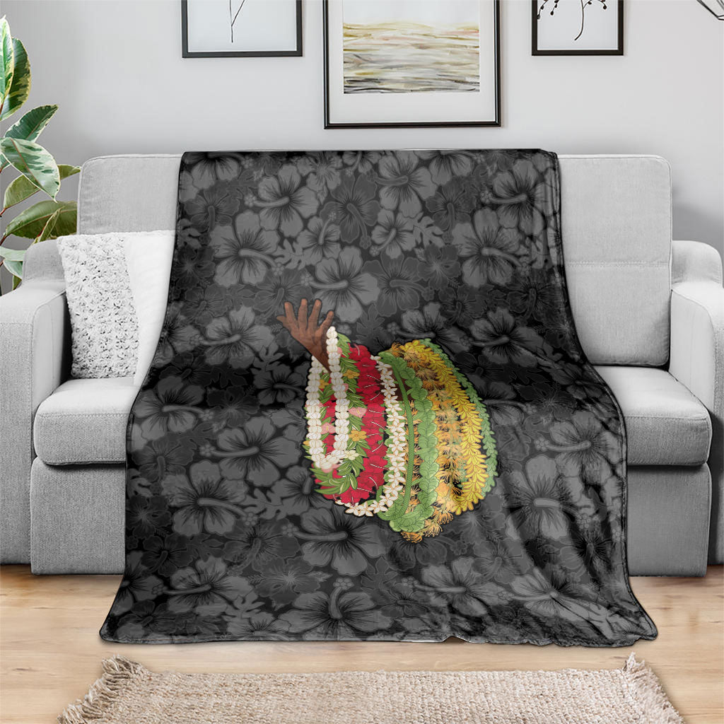 Hawaii Lei Kamehameha Blanket Ele'ele Seamless Pattern Hibiscus Flower LT9 - Polynesian Pride