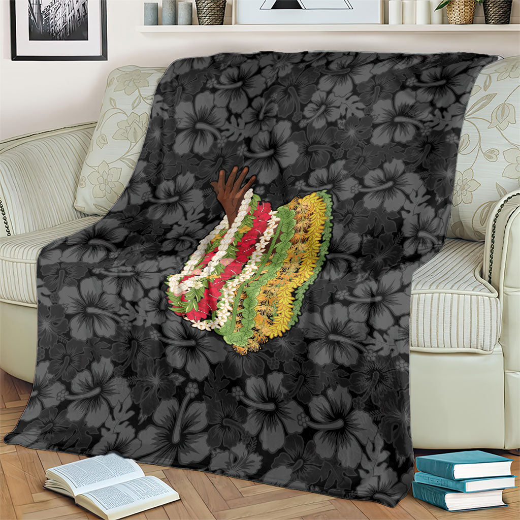 Hawaii Lei Kamehameha Blanket Ele'ele Seamless Pattern Hibiscus Flower LT9 - Polynesian Pride