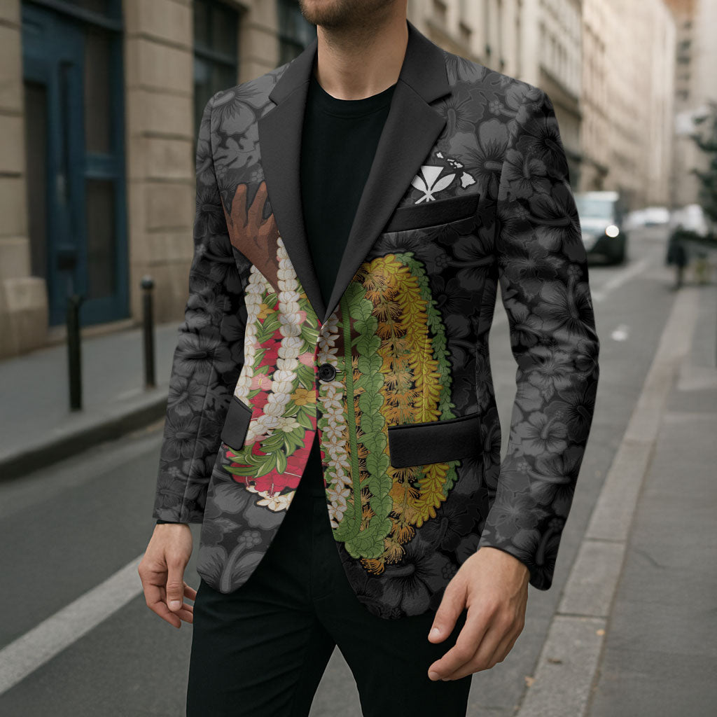 Hawaii Lei Kamehameha Blazer Ele'ele Seamless Pattern Hibiscus Flower