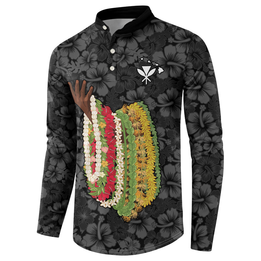 Hawaii Lei Kamehameha Button Sweatshirt Ele'ele Seamless Pattern Hibiscus Flower