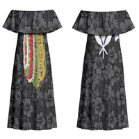 Hawaii Lei Kamehameha Couples Matching Off Shoulder Maxi Dress and Hawaiian Shirt Ele'ele Seamless Pattern Hibiscus Flower LT9 - Polynesian Pride