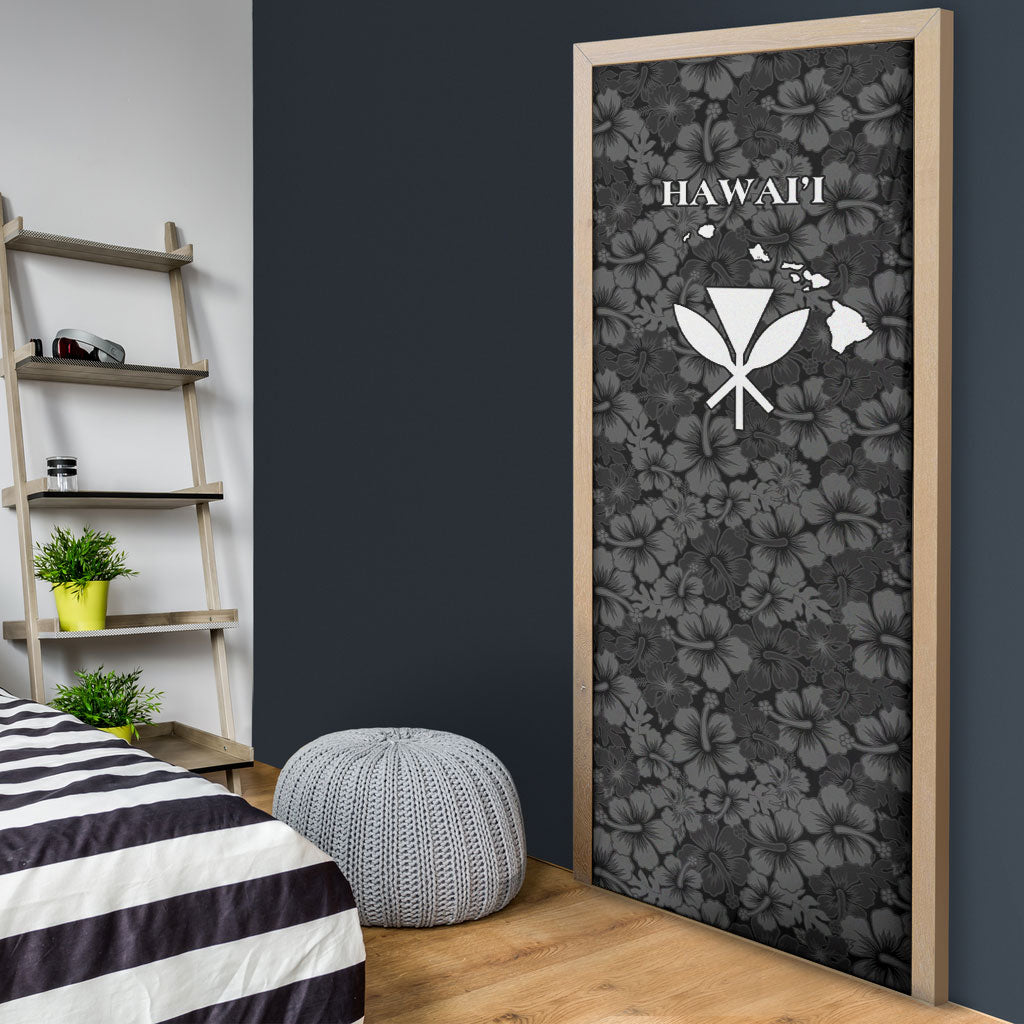 Hawaii Lei Kamehameha Door Cover Ele'ele Seamless Pattern Hibiscus Flower LT9 - Polynesian Pride