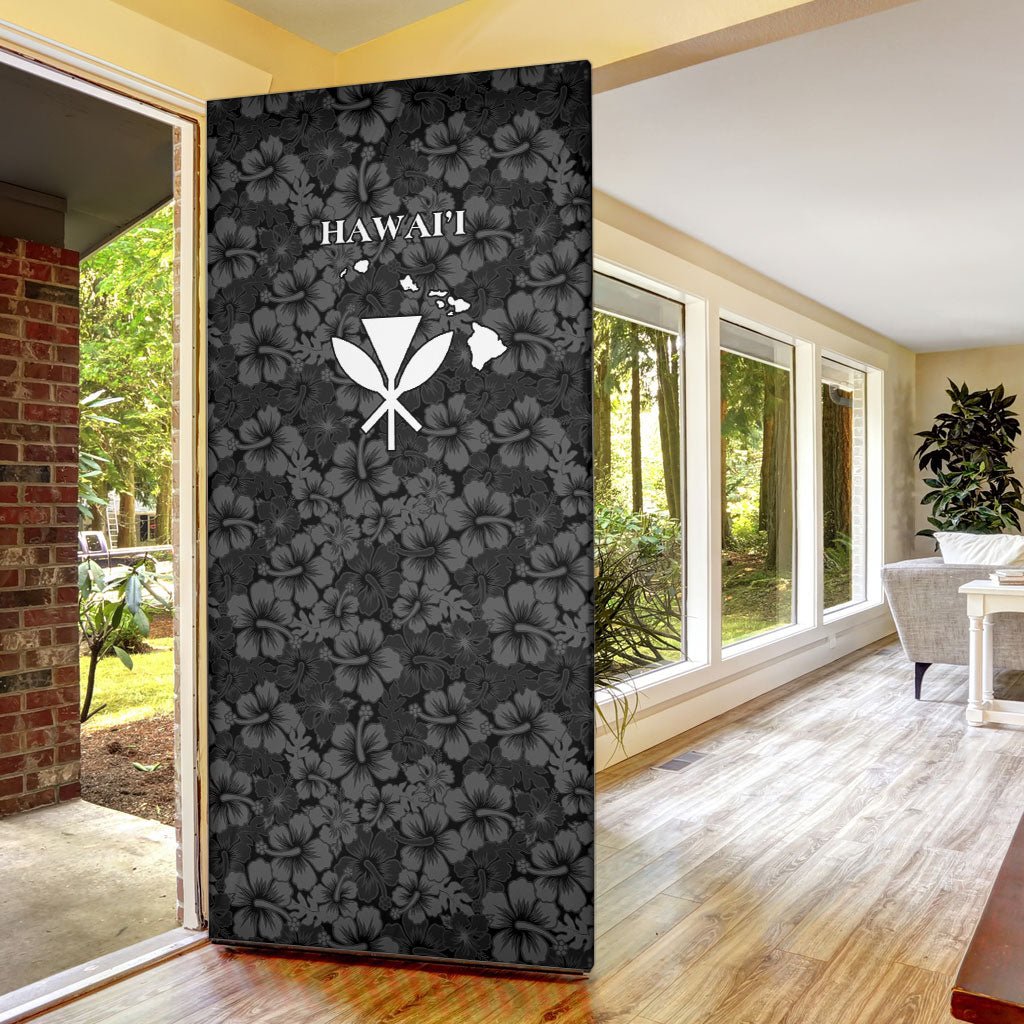 Hawaii Lei Kamehameha Door Cover Ele'ele Seamless Pattern Hibiscus Flower LT9 - Polynesian Pride