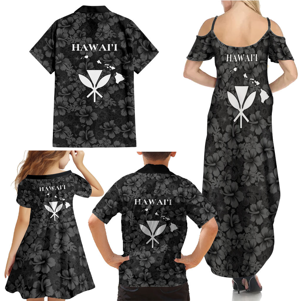 Hawaii Lei Kamehameha Family Matching Summer Maxi Dress and Hawaiian Shirt Ele'ele Seamless Pattern Hibiscus Flower LT9 - Polynesian Pride