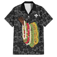 Hawaii Lei Kamehameha Family Matching Summer Maxi Dress and Hawaiian Shirt Ele'ele Seamless Pattern Hibiscus Flower LT9 Dad's Shirt - Short Sleeve Black - Polynesian Pride