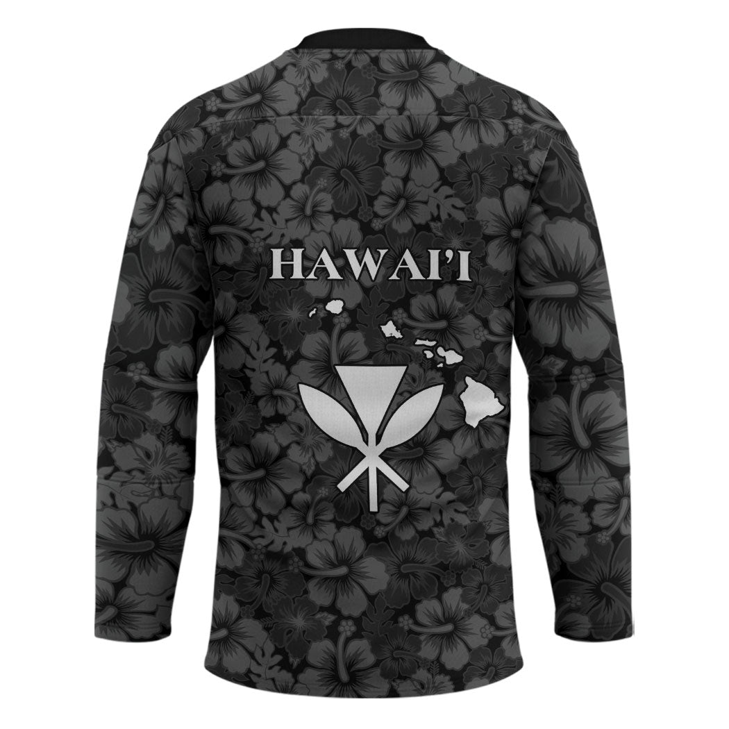 Hawaii Lei Kamehameha Hockey Jersey Ele'ele Seamless Pattern Hibiscus Flower LT9 - Polynesian Pride