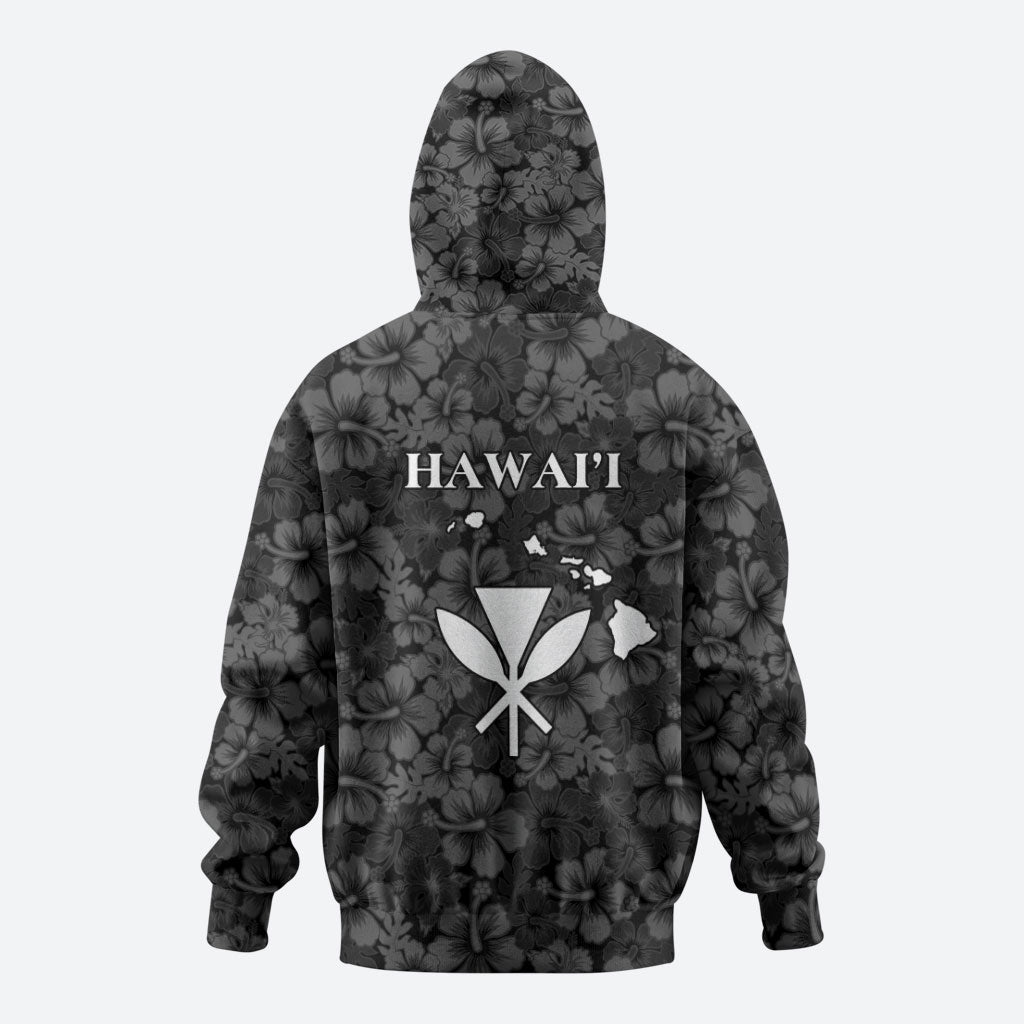 Hawaii Lei Kamehameha Hoodie Ele'ele Seamless Pattern Hibiscus Flower LT9 - Polynesian Pride