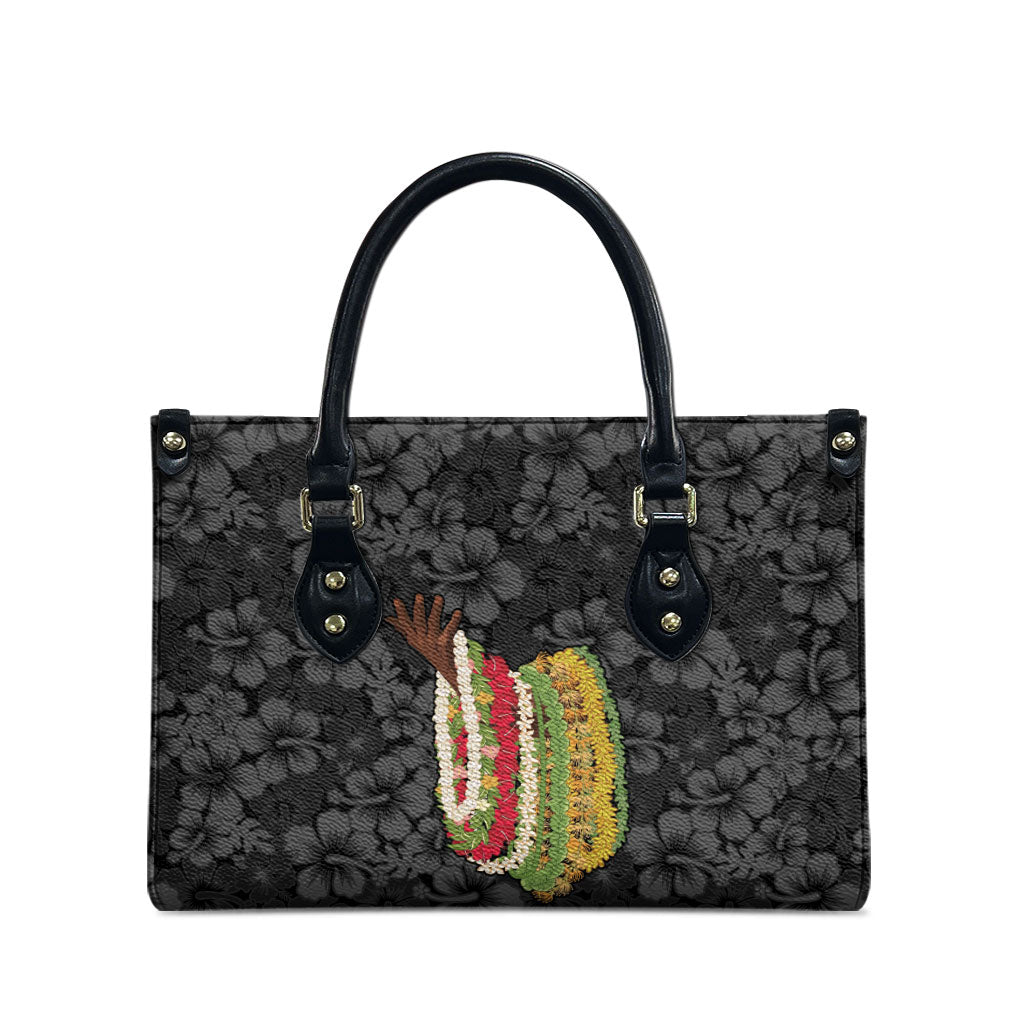 Hawaii Lei Kamehameha Leather Bag Ele'ele Seamless Pattern Hibiscus Flower