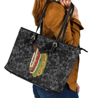 Hawaii Lei Kamehameha Leather Tote Bag Ele'ele Seamless Pattern Hibiscus Flower LT9 - Polynesian Pride