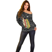 Hawaii Lei Kamehameha Off Shoulder Sweater Ele'ele Seamless Pattern Hibiscus Flower