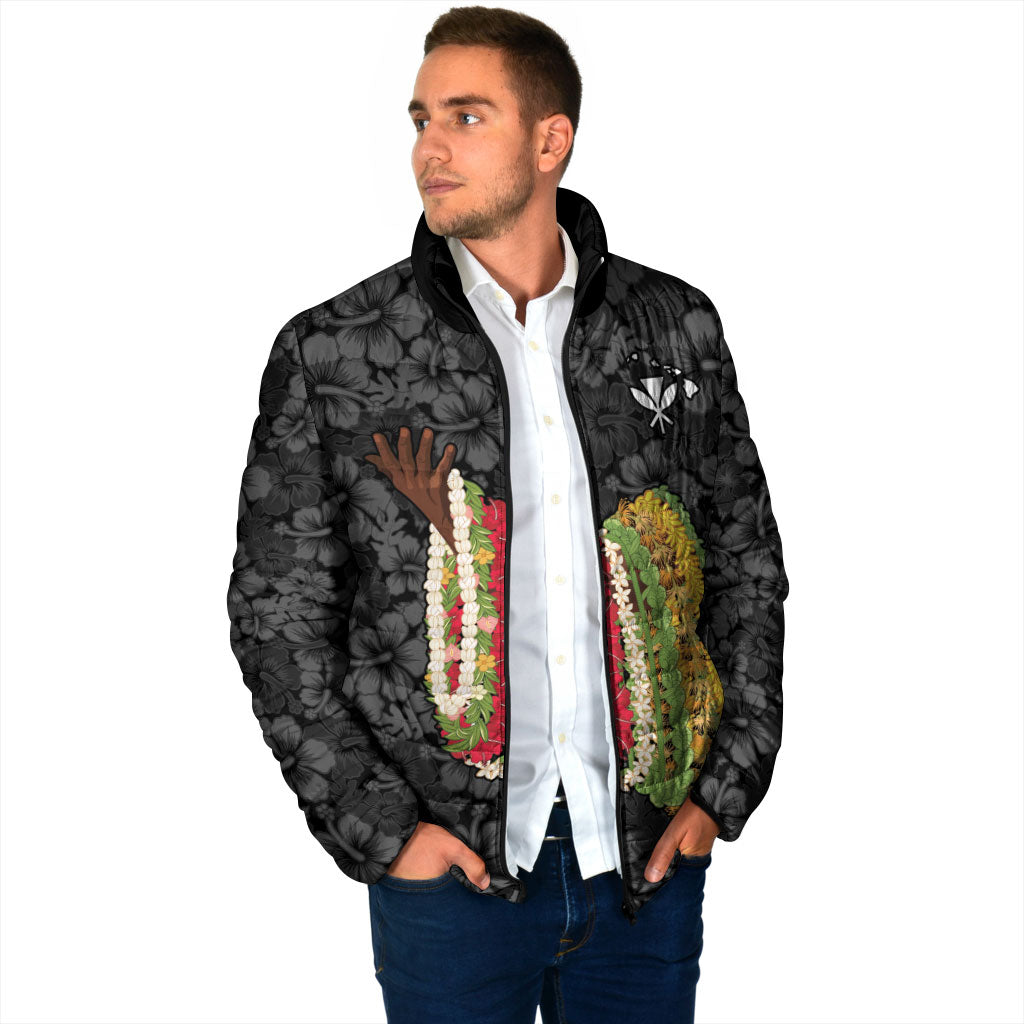 Hawaii Lei Kamehameha Padded Jacket Ele'ele Seamless Pattern Hibiscus Flower