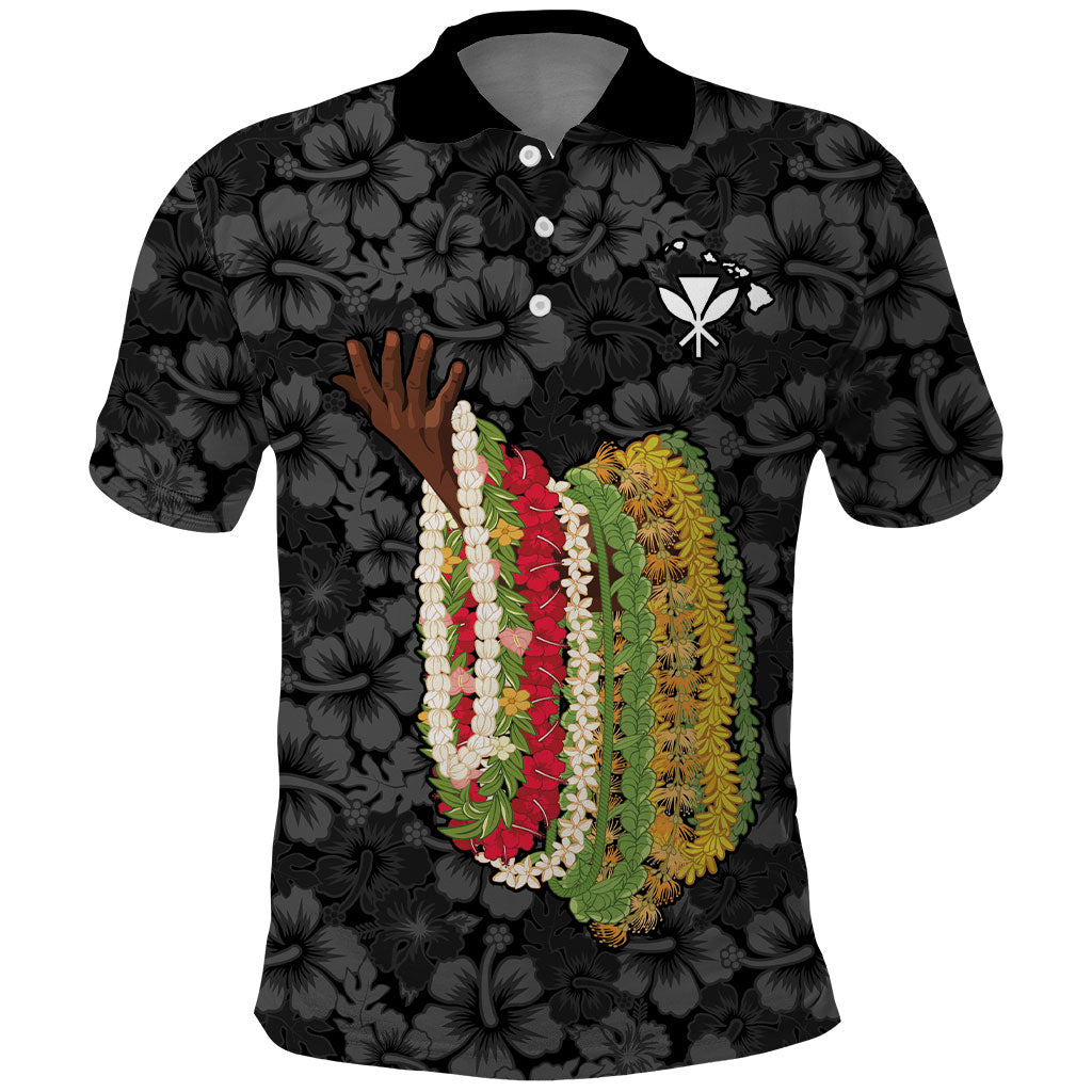 Hawaii Lei Kamehameha Polo Shirt Ele'ele Seamless Pattern Hibiscus Flower