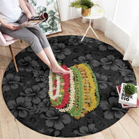 Hawaii Lei Kamehameha Round Carpet Ele'ele Seamless Pattern Hibiscus Flower