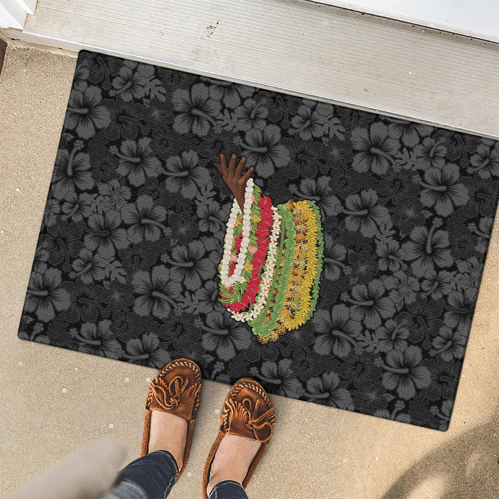 Hawaii Lei Kamehameha Rubber Doormat Ele'ele Seamless Pattern Hibiscus Flower