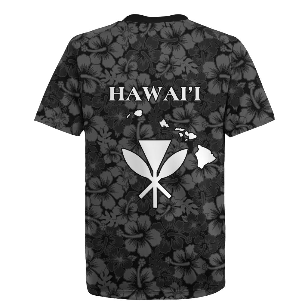 Hawaii Lei Kamehameha Rugby Jersey Ele'ele Seamless Pattern Hibiscus Flower