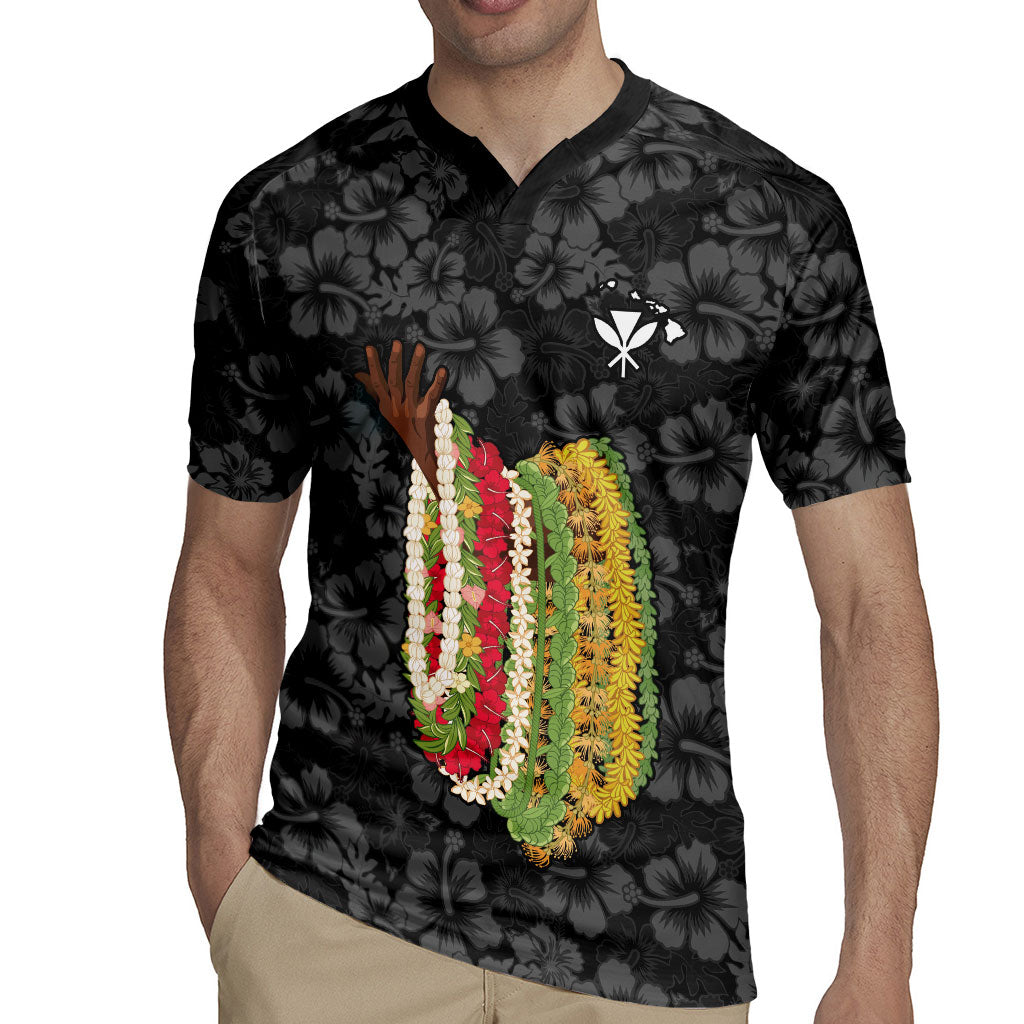 Hawaii Lei Kamehameha Rugby Jersey Ele'ele Seamless Pattern Hibiscus Flower