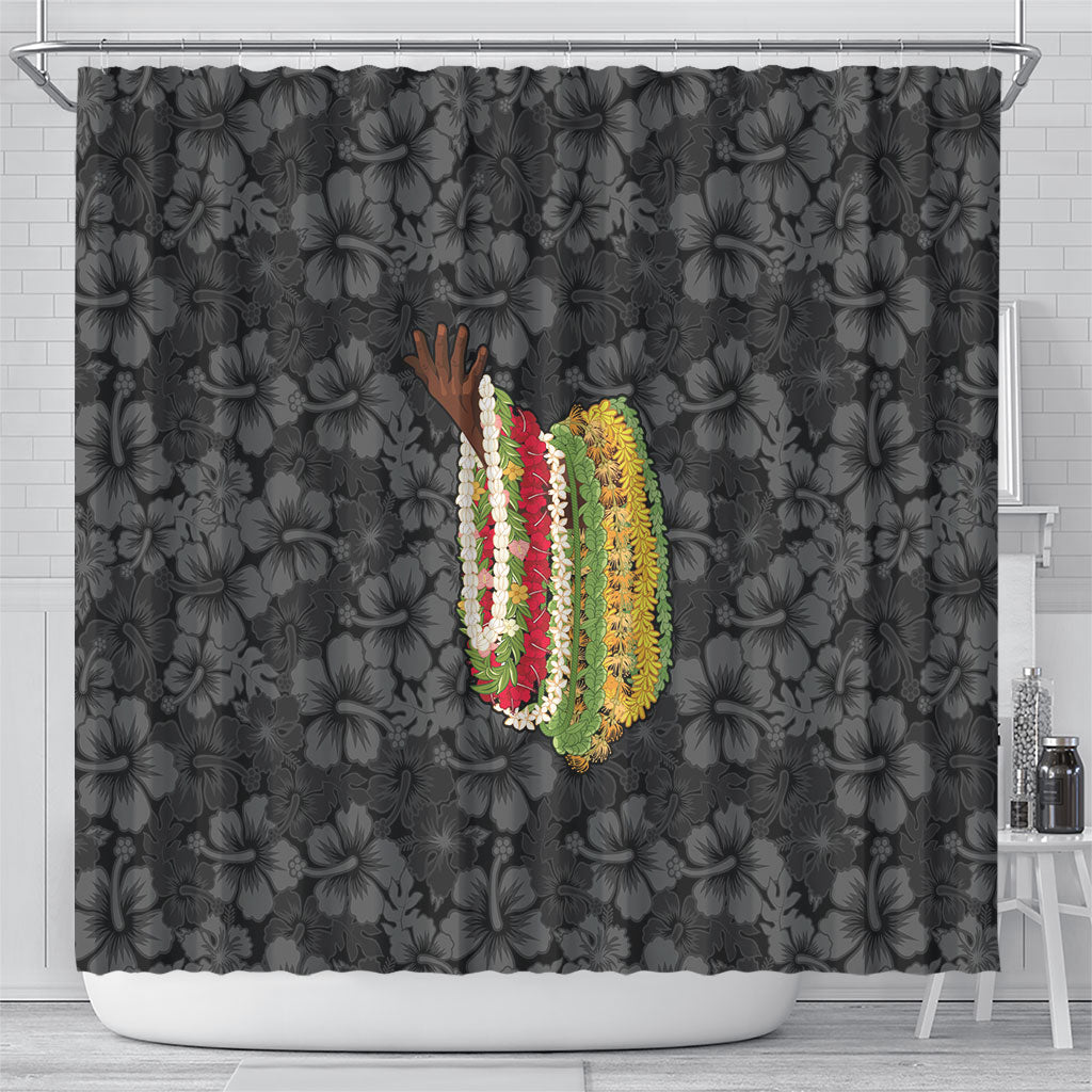 Hawaii Lei Kamehameha Shower Curtain Ele'ele Seamless Pattern Hibiscus Flower