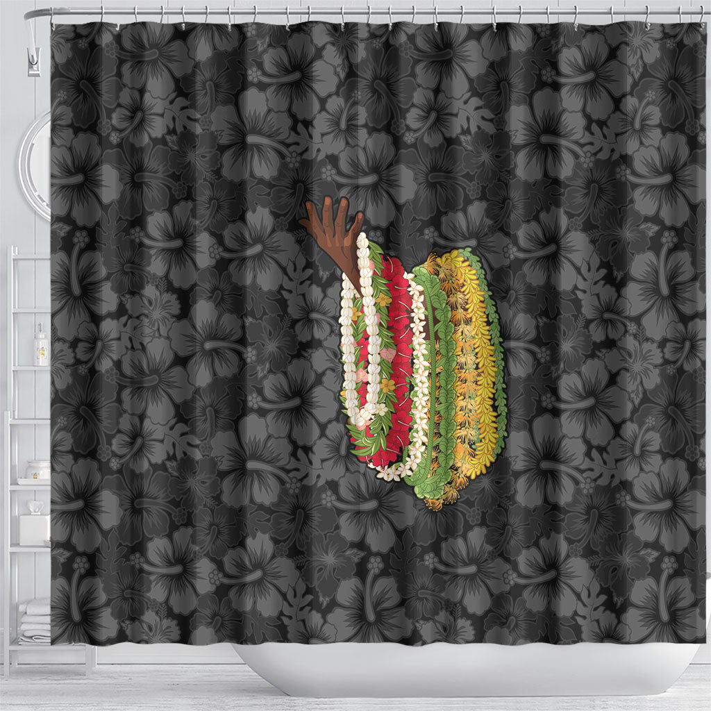 Hawaii Lei Kamehameha Shower Curtain Ele'ele Seamless Pattern Hibiscus Flower