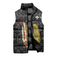 Hawaii Lei Kamehameha Sleeveless Puffer Jacket Ele'ele Seamless Pattern Hibiscus Flower