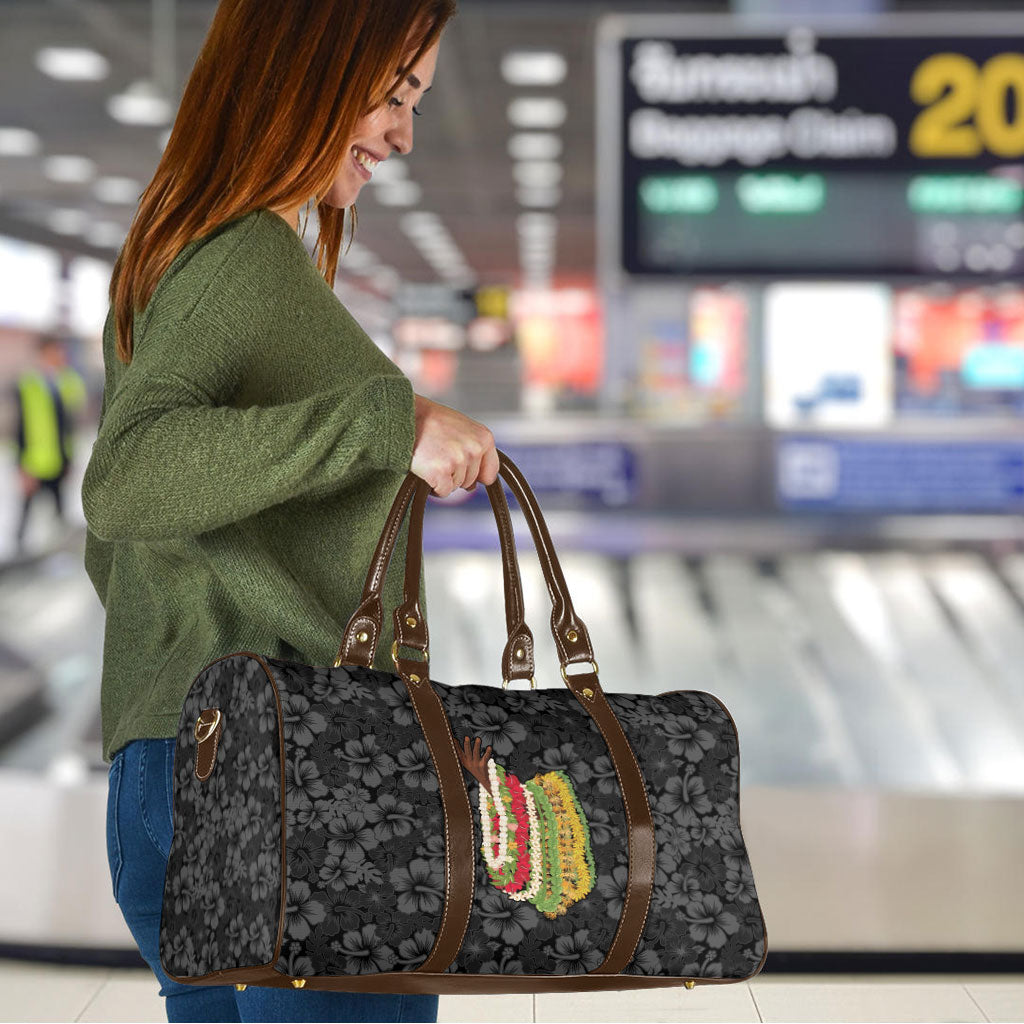 Hawaii Lei Kamehameha Travel Bag Ele'ele Seamless Pattern Hibiscus Flower LT9 - Polynesian Pride