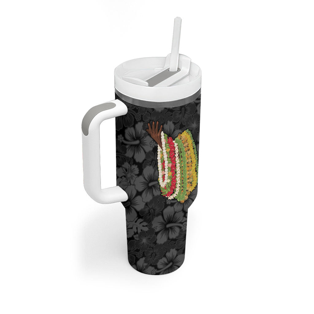 Hawaii Lei Kamehameha Tumbler With Handle Ele'ele Seamless Pattern Hibiscus Flower