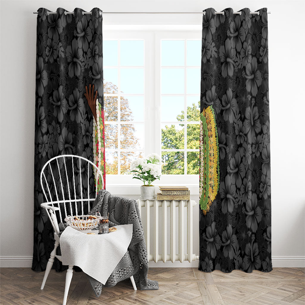 Hawaii Lei Kamehameha Window Curtain Ele'ele Seamless Pattern Hibiscus Flower