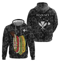 Hawaii Lei Kamehameha Zip Hoodie Ele'ele Seamless Pattern Hibiscus Flower