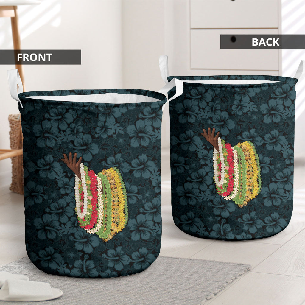 Hawaii Lei Kamehameha Laundry Basket Uliuli Seamless Pattern Hibiscus Flower LT9 - Polynesian Pride