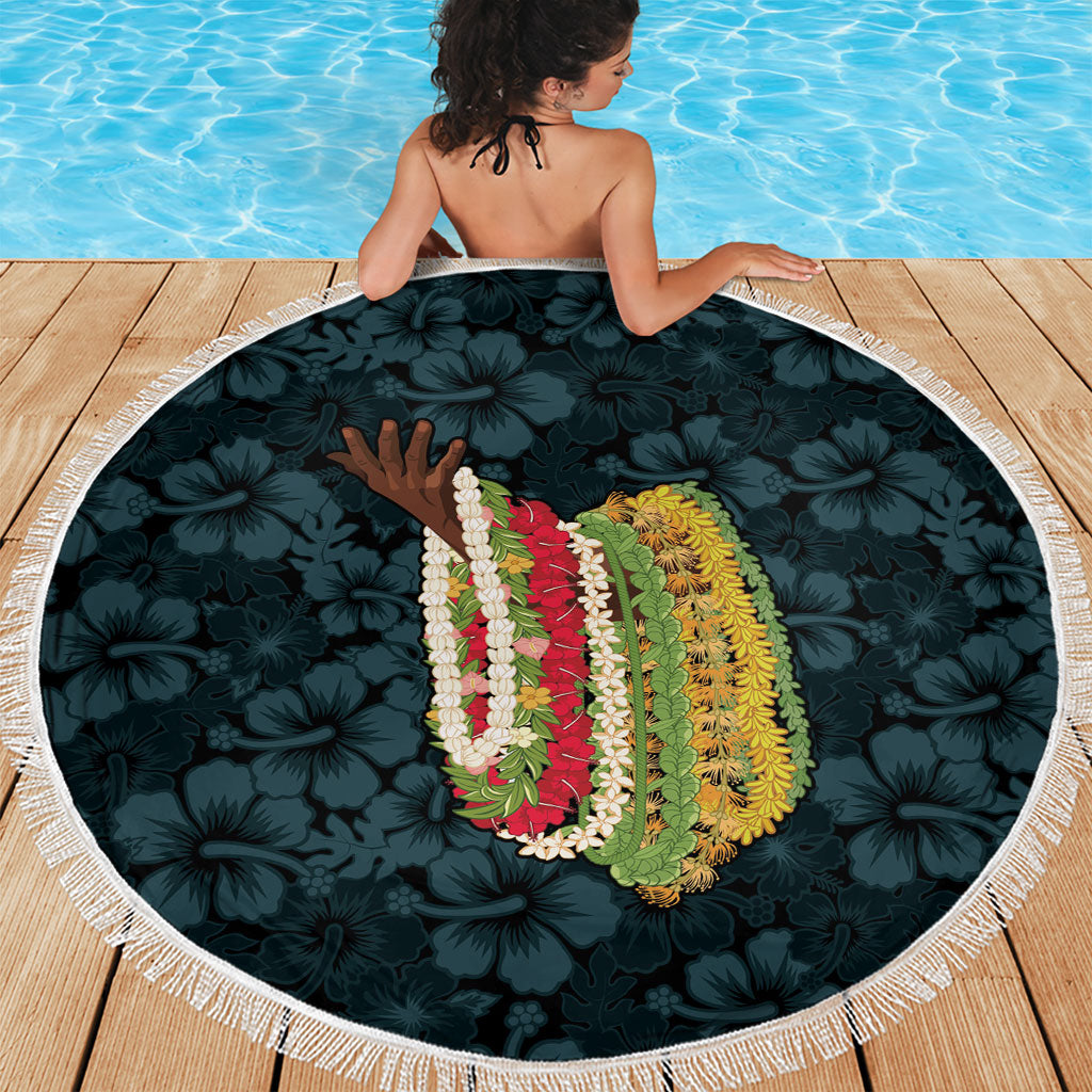 Hawaii Lei Kamehameha Beach Blanket Uliuli Seamless Pattern Hibiscus Flower LT9 - Polynesian Pride