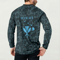 Hawaii Lei Kamehameha Button Sweatshirt Uliuli Seamless Pattern Hibiscus Flower