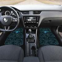 Hawaii Lei Kamehameha Car Mats Uliuli Seamless Pattern Hibiscus Flower LT9 Set 2pcs - Front Blue - Polynesian Pride