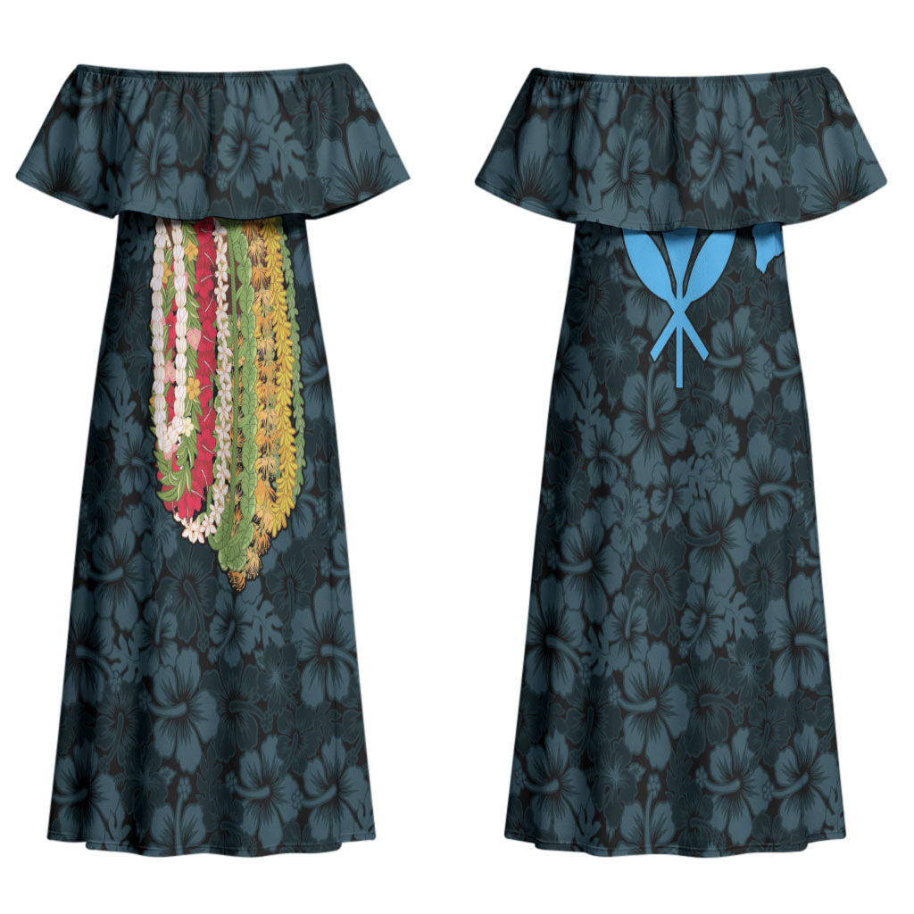 Hawaii Lei Kamehameha Couples Matching Off Shoulder Maxi Dress and Hawaiian Shirt Uliuli Seamless Pattern Hibiscus Flower LT9 - Polynesian Pride