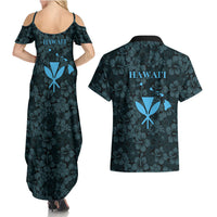 Hawaii Lei Kamehameha Couples Matching Summer Maxi Dress and Hawaiian Shirt Uliuli Seamless Pattern Hibiscus Flower LT9 - Polynesian Pride