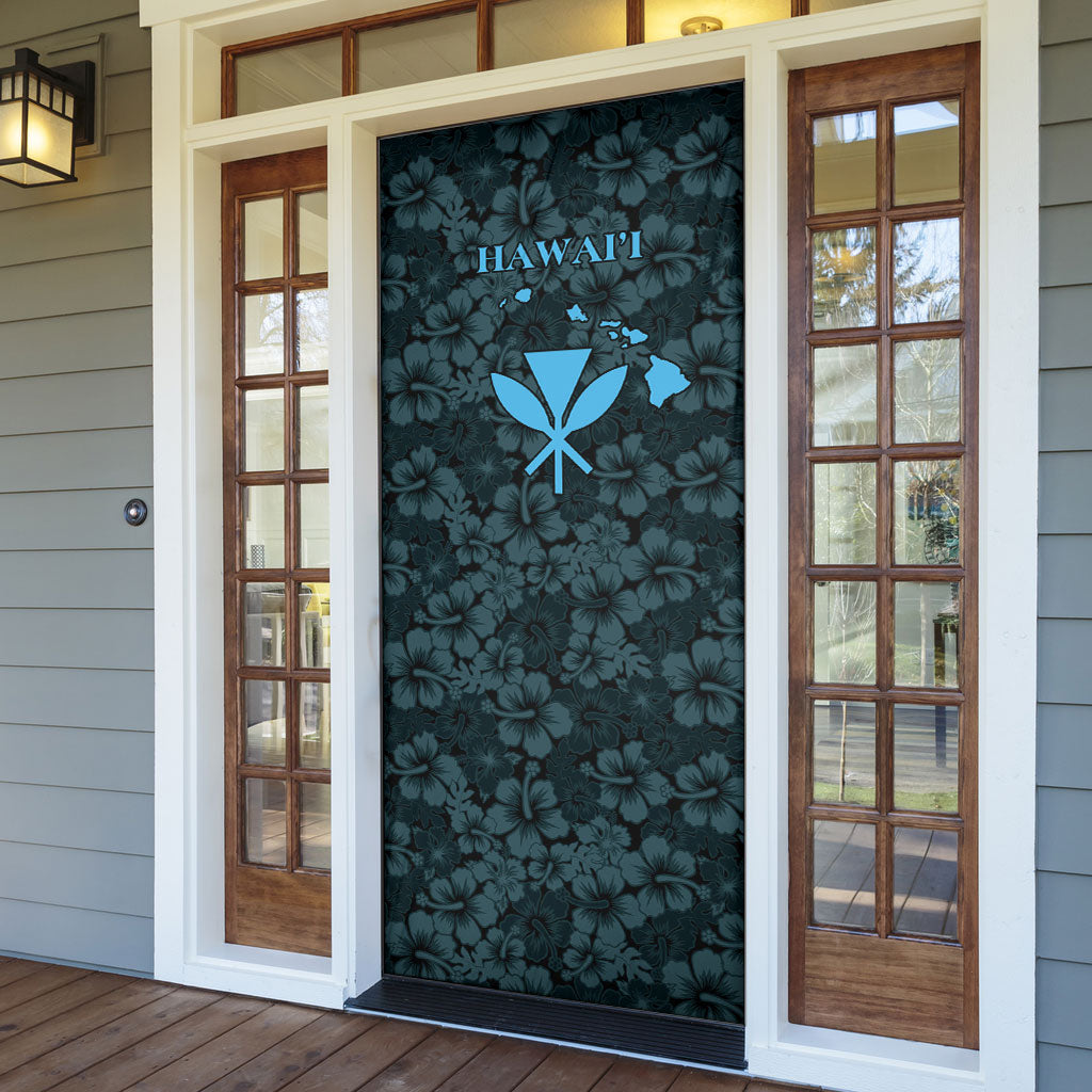 Hawaii Lei Kamehameha Door Cover Uliuli Seamless Pattern Hibiscus Flower LT9 - Polynesian Pride