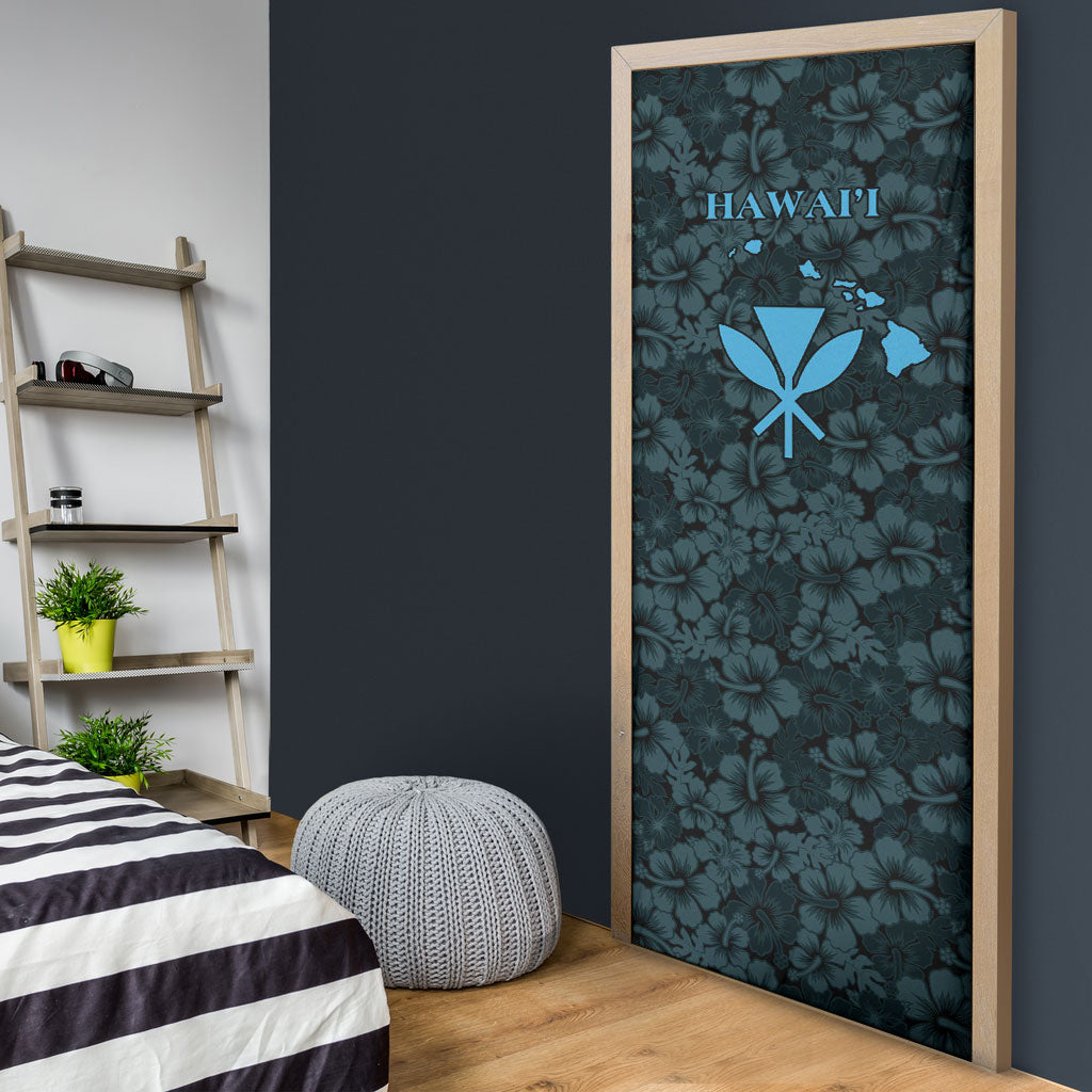 Hawaii Lei Kamehameha Door Cover Uliuli Seamless Pattern Hibiscus Flower LT9 - Polynesian Pride