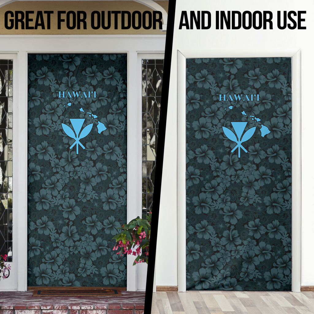 Hawaii Lei Kamehameha Door Cover Uliuli Seamless Pattern Hibiscus Flower LT9 - Polynesian Pride