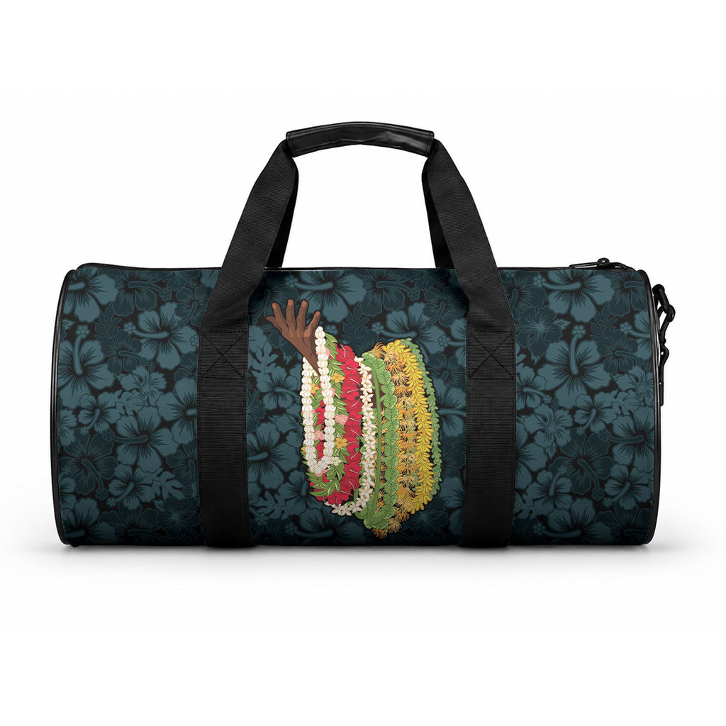 Hawaii Lei Kamehameha Duffle Bag Uliuli Seamless Pattern Hibiscus Flower LT9 One size Blue - Polynesian Pride