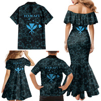 Hawaii Lei Kamehameha Family Matching Mermaid Dress and Hawaiian Shirt Uliuli Seamless Pattern Hibiscus Flower LT9 - Polynesian Pride