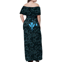 Hawaii Lei Kamehameha Family Matching Off Shoulder Maxi Dress and Hawaiian Shirt Uliuli Seamless Pattern Hibiscus Flower LT9 - Polynesian Pride