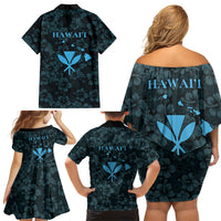 Hawaii Lei Kamehameha Family Matching Off Shoulder Short Dress and Hawaiian Shirt Uliuli Seamless Pattern Hibiscus Flower LT9 - Polynesian Pride