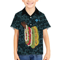 Hawaii Lei Kamehameha Family Matching Summer Maxi Dress and Hawaiian Shirt Uliuli Seamless Pattern Hibiscus Flower LT9 Son's Shirt Blue - Polynesian Pride