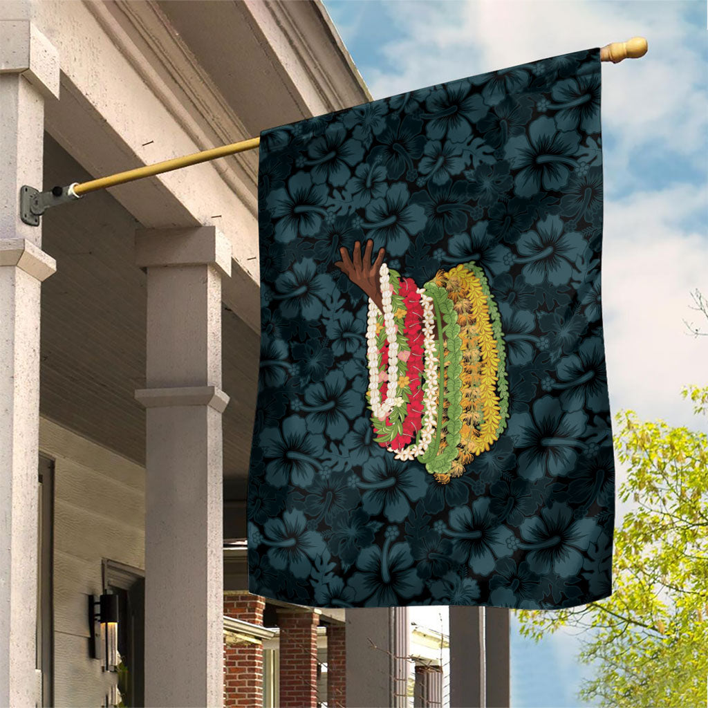 Hawaii Lei Kamehameha Garden Flag Uliuli Seamless Pattern Hibiscus Flower LT9 House Flag Blue - Polynesian Pride
