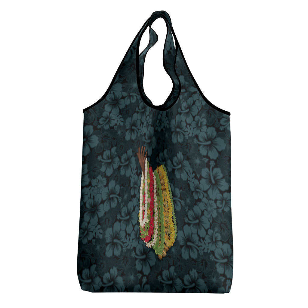 Hawaii Lei Kamehameha Grocery Bag Uliuli Seamless Pattern Hibiscus Flower LT9 - Polynesian Pride